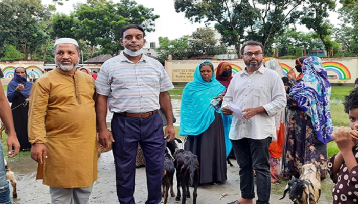 কালিয়াকৈরে দুস্থদের মাঝে ছাগল বিতরণ