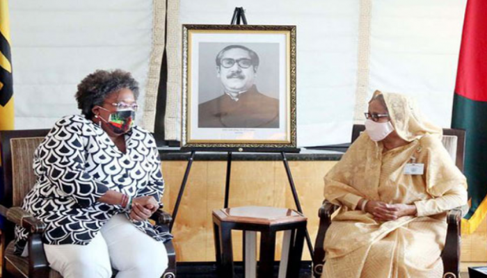 শেখ হাসিনার সঙ্গে বার্বাডোজের প্রধানমন্ত্রীর সৌজন্য সাক্ষাৎ