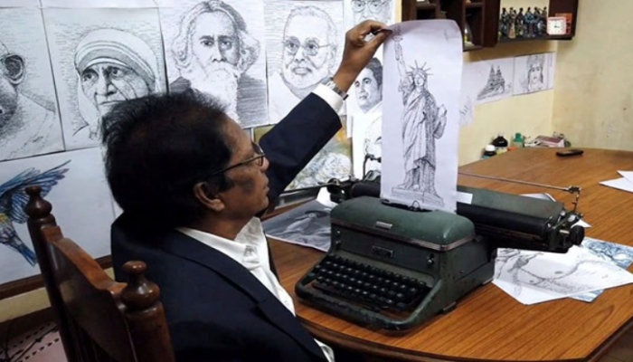 টাইপরাইটারে পোট্রেট তৈরি করেন এ শিল্পী
