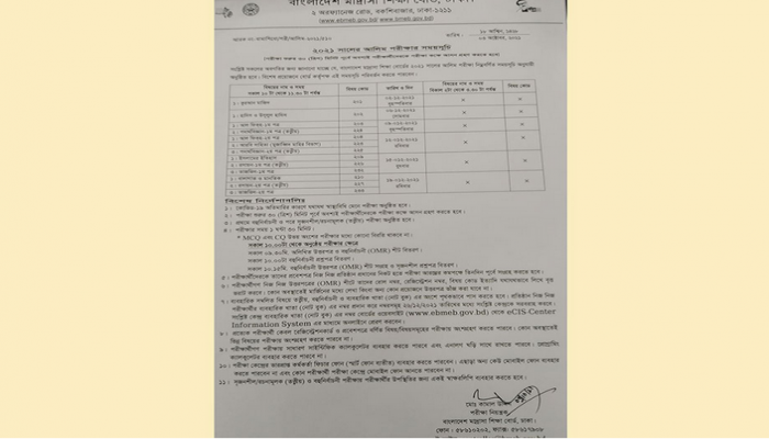 আলিম পরীক্ষার চূড়ান্ত রুটিন প্রকাশ