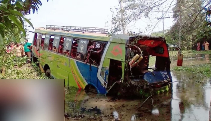 চাকা পাংচার হয়ে বাস খাদে, সুপারভাইজার নিহত