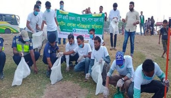 জাফলং ট্যুরিজম ক্লাবের পক্ষ থেকে ধন্যবাদ পর্যটন কেন্দ্রে সেবা ফাউন্ডেশন''কে পরিচ্ছন্নতা অভিযান।