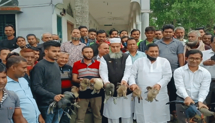 বাগেরহাটে বিভিন্ন প্রজাতির ৪০ অতিথি পাখি উদ্ধার ও অবমুক্ত  করা হয়েছে