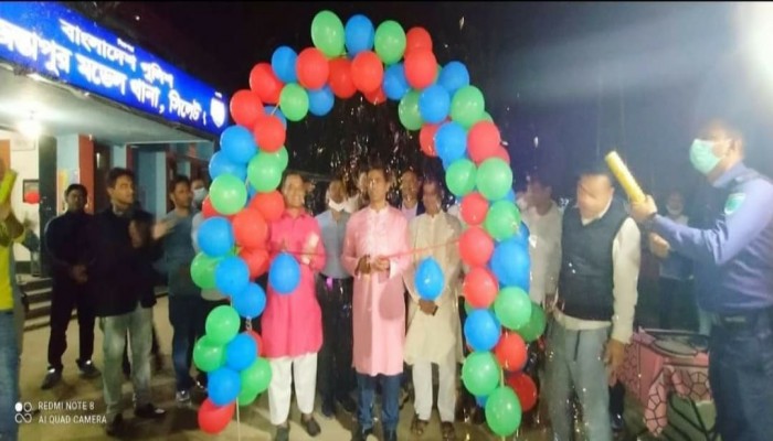 মহিলা পুলিশের ব্যারাক ও ব্যাটমিন্টন মাঠ উদ্বোধন করেন জৈন্তাপুর থানায় এসপি ফরিদ