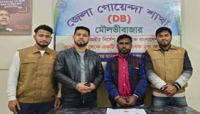 মৌলভীবাজারে ডিবির অভিযানে ৩৮ পিস ইয়াবাসহ ব্যবসায়ী গ্রেফতার।